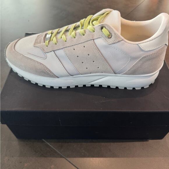 👟 The Kooples Beige and White Sneakers with Lime Accents